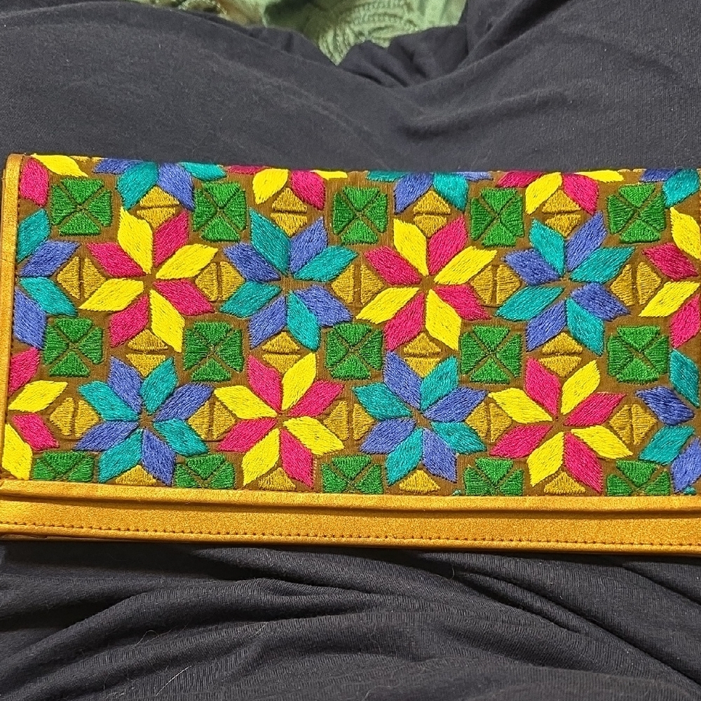 Colorful Embroidered Women's Clutch
